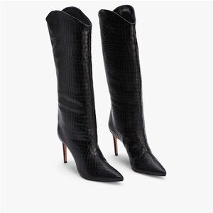 SCHUTZ Maryana Black Croc Boots